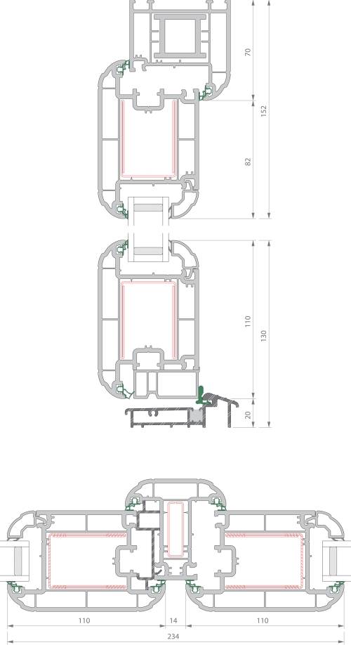 Heritage 2800 Flush French Door - F2 Open Out