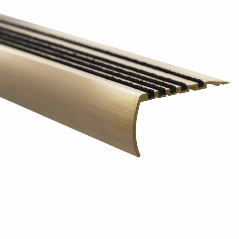 5 mm Gauge Solid Brass Stair Nosings with Carborundum Insert  - Brass Stair Nosings