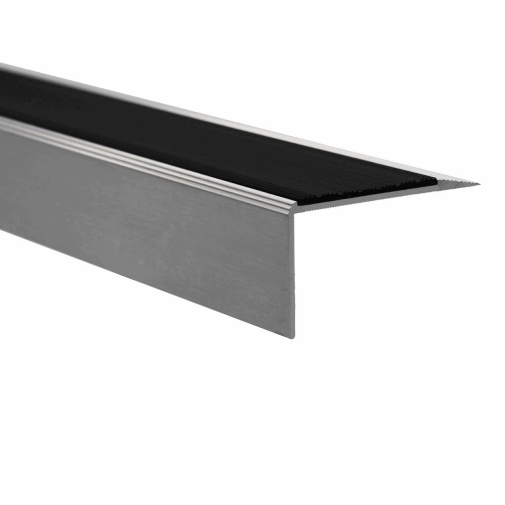 3.5 mm Gauge Ramped Back Aluminium Stair Nosings with PVC, Aluminium or Markagrip Gritted Inserts - Aluminium Stair Nosings