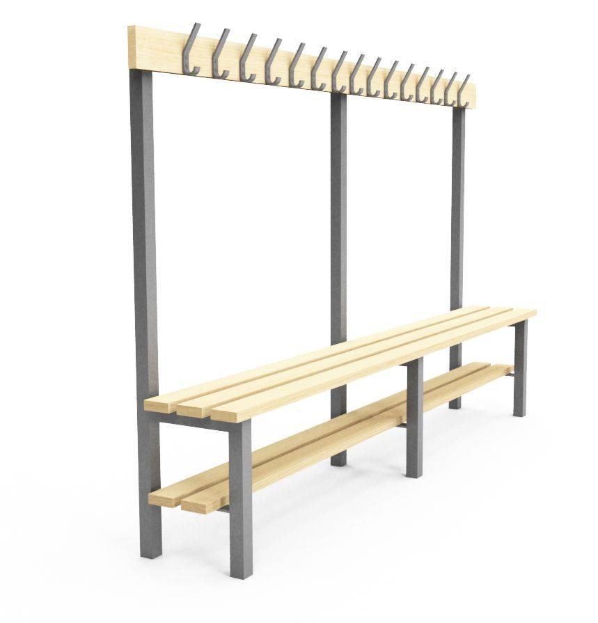 Single Sided Cloakroom/Changing Room Bench with shoe rack - H1S