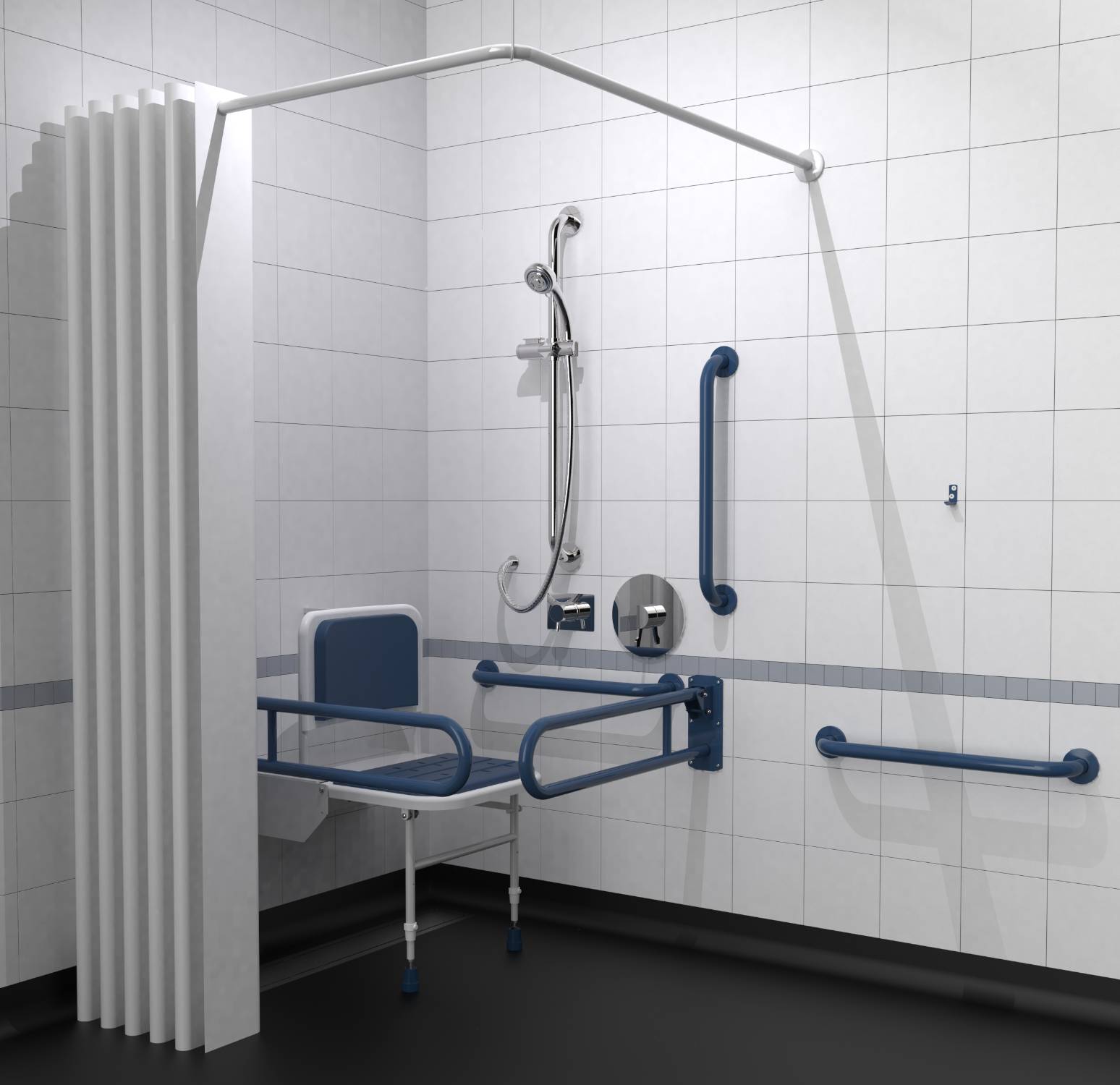 NymaCARE Concealed Valve Doc M Shower Pack with Stainless Steel Concealed Fixing Grab Rails