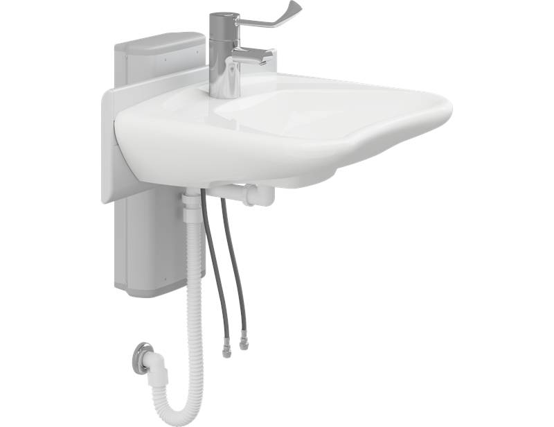 Adjustable height gas-assisted Plus bathroom basin. Complete package PKG-0002