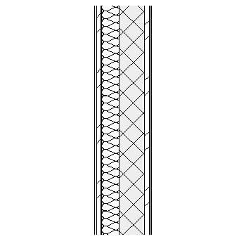 Ceramic panel with metal frame ,weather barrier, insulation, concrete block and plasterboard lining