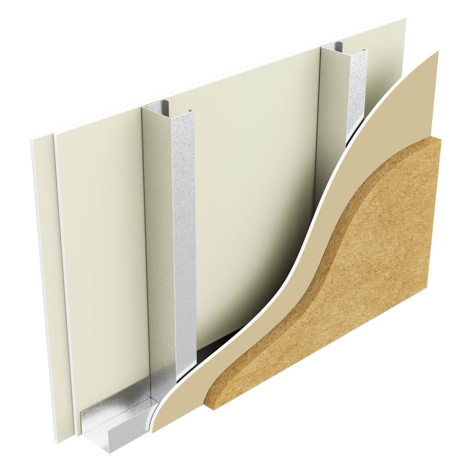 Metsec SFS infill wall with RCM Y-Wall sheathing board, Knauf plasterboard, Rockwool Duoslab insulation