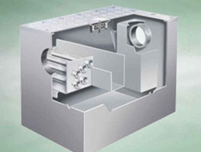 Actimatic grease converter, fully recessed at intermediate floor level