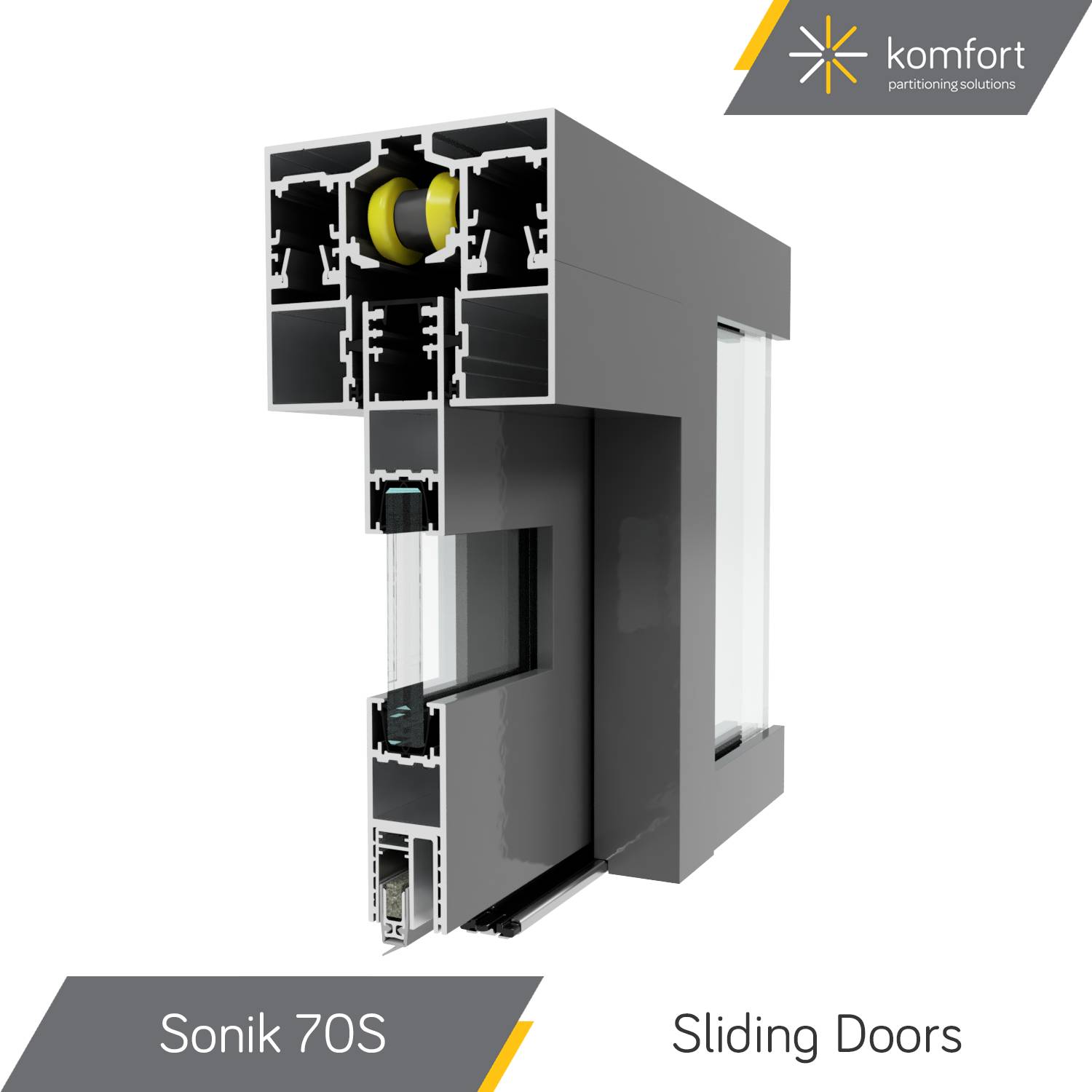 Komfort | Sonik 70S | Single Glazed 28mm Sliding Aluminium Doorsets