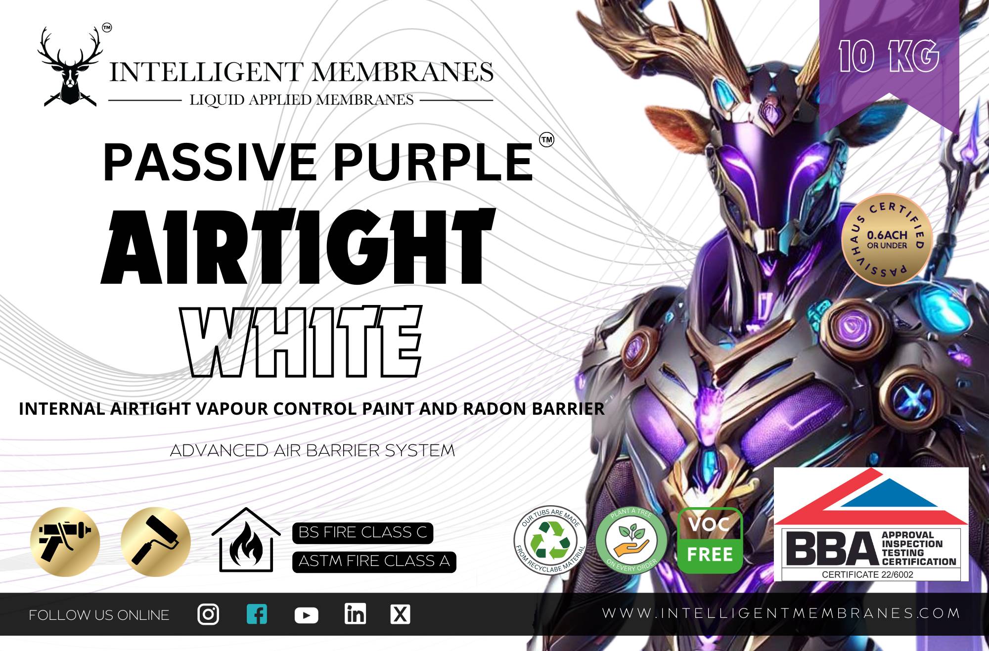 PASSIVE PURPLE- AIRTIGHT WHITE® EDITION - Vapour Control Membrane - Spray-applied Airtight Liquid Membrane 