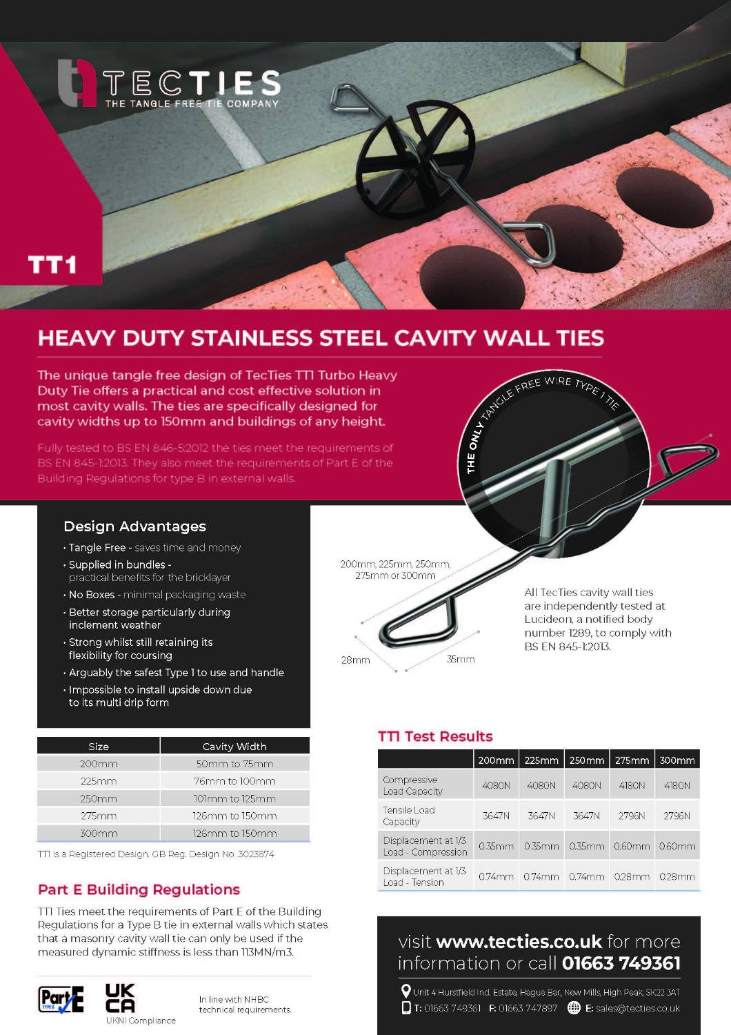 Tecties TT1 Heavy Duty Wall Ties - Heavy Duty Cavity Wall Tie