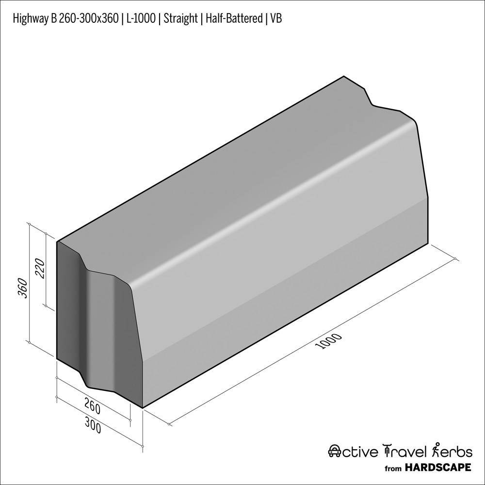 Active Travel Kerb - Highway B - 260-300 - Concrete Kerb