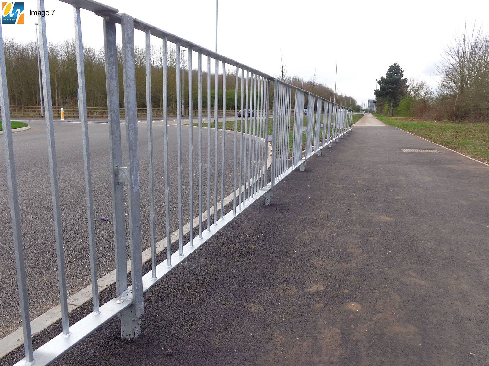 Optirail™ High Visibility Steel Pedestrian Guardrail – V2, V4 & V8 Panels for Road Safety and Sight Clarity