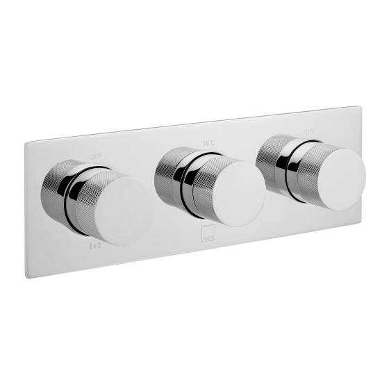 Knurled Accents 3 Outlet Thermostatic Tablet Shower Valve | IND-T128/3-H-BLKK | IND-T128/3-H-BRGK | IND-T128/3-H-BRNK | TAB-128/3-H-CPK