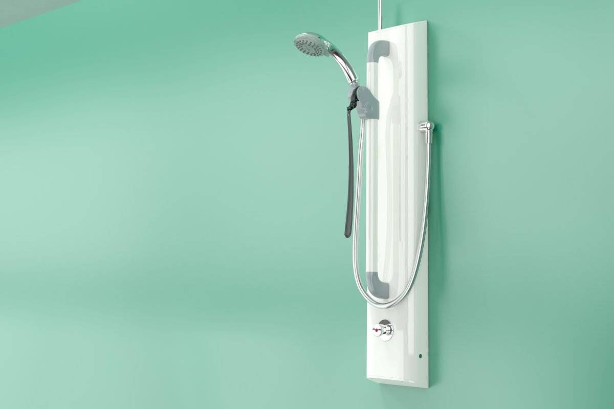 (Group) Panel Shower with Timed Flow Control, Riser Rail, Hose and 3 Function Handset -   