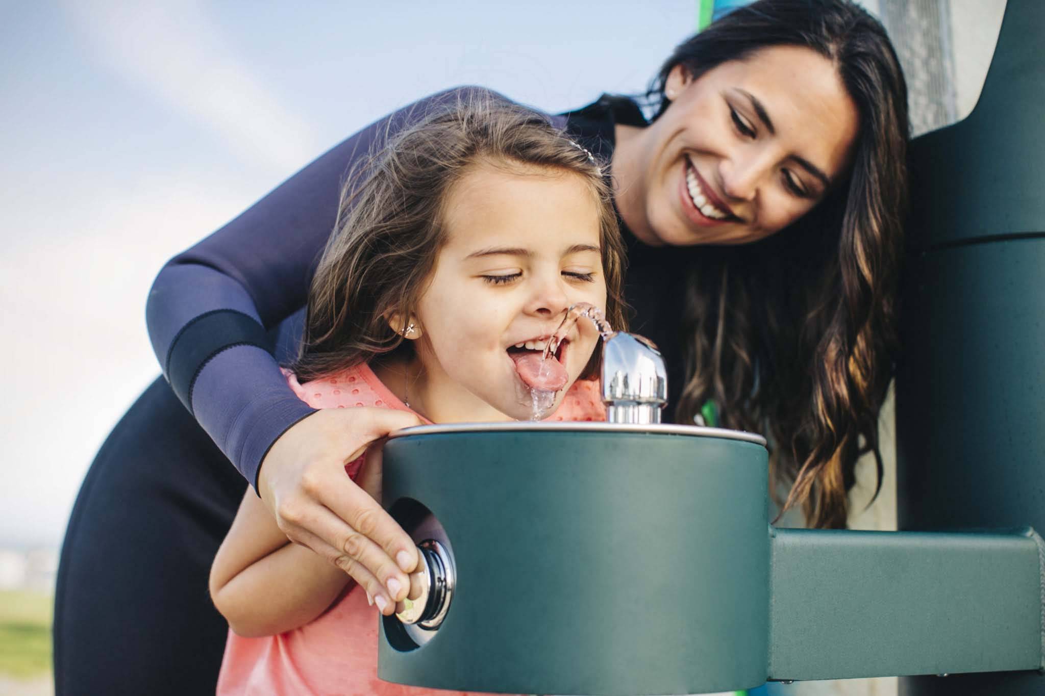 Elkay® Outdoor EZH2O® Bi-Level Pedestal with Pet Station – Drinking Fountain and Water Bottle Filling Station