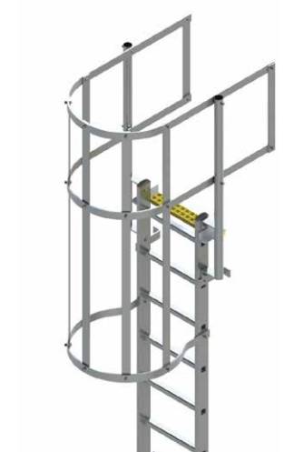 BL-WG Fixed Ladder with Safety Cage + Guard Rail