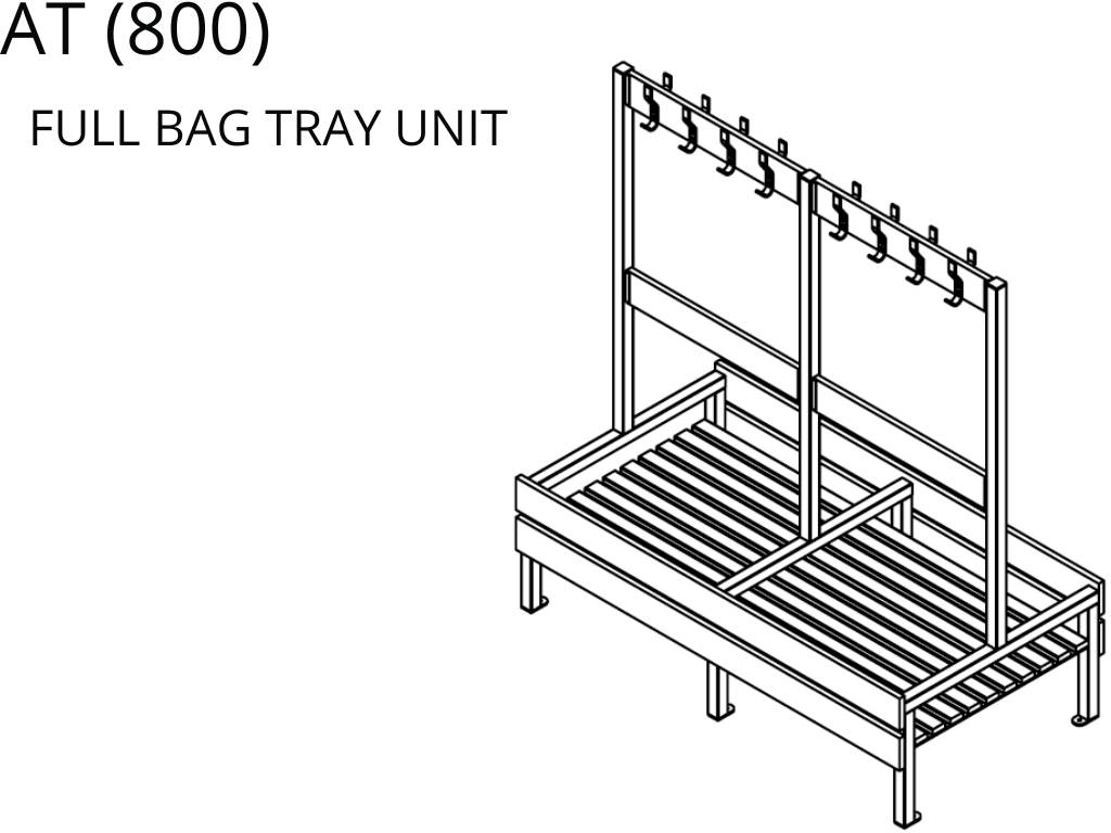 Island Bag Tray Bench Unit with Peg Rail (AT Series)