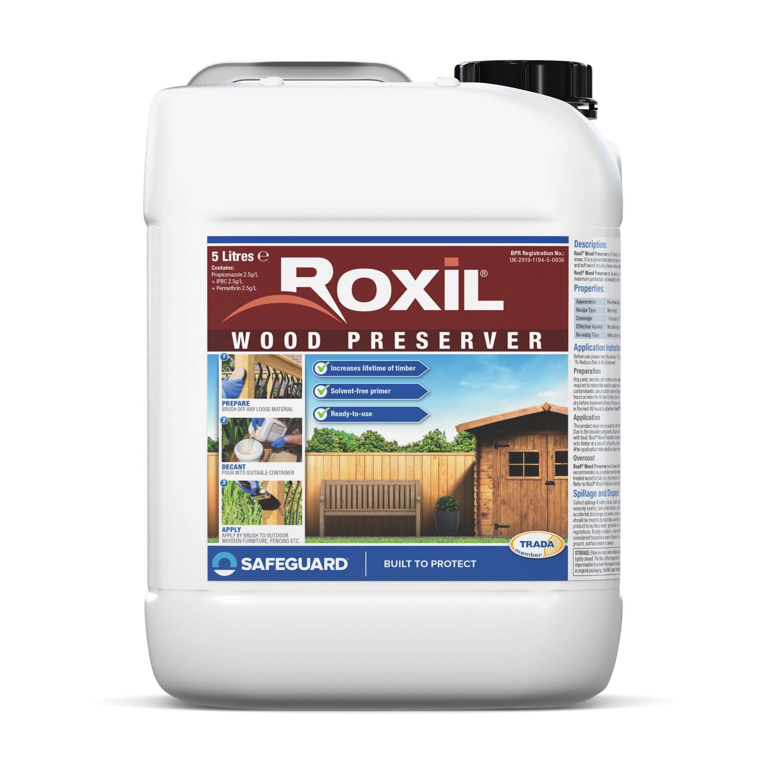 Roxil Wood Preserver Clear, Odourless Formulation Providing