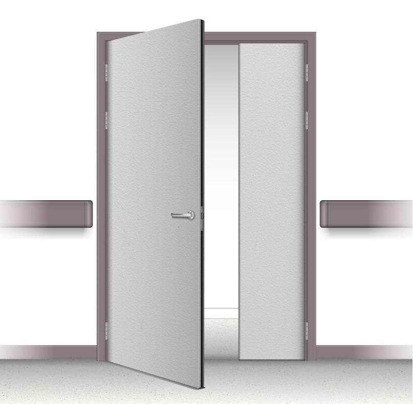 Dfendoor Ambulant WC Unequal Pair Door - PVC Postformed Severe Duty Doorset