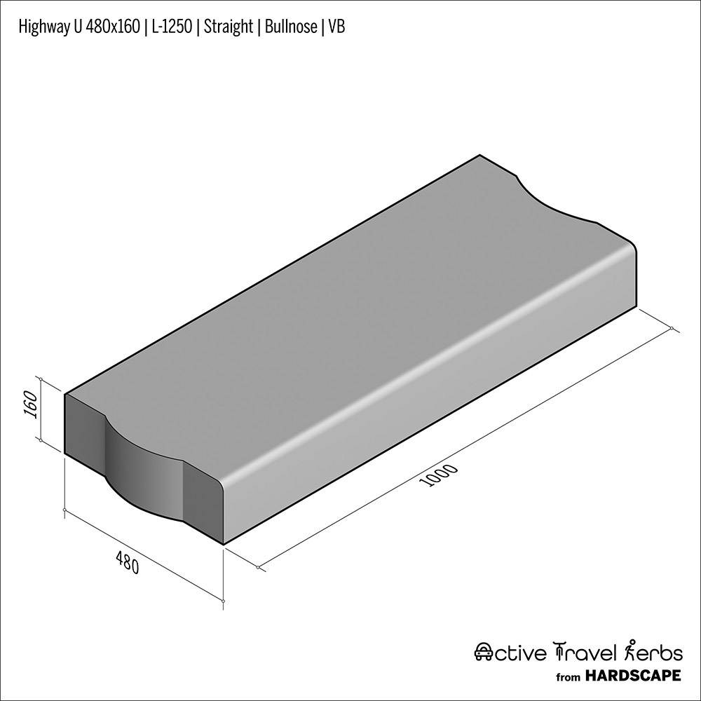 Active Travel Kerb - Highway U - 480 - Concrete Kerbs