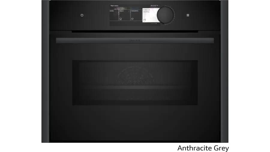 Compact 45cm ovens with Microwave Grey trim