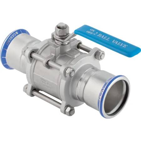 Geberit Mapress Stainless Steel Ball Valve With Actuator Lever, Flanged