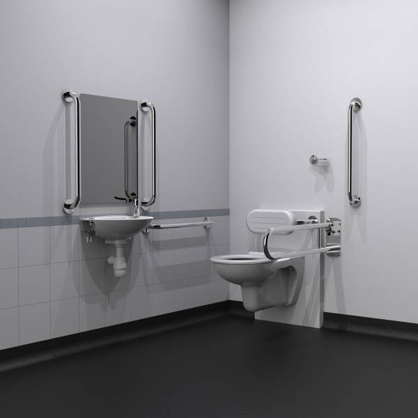 NymaCARE Wall Hung Doc M Toilet Pack with Steel Concealed Fixing Grab Rails