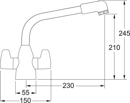 Franke Davos Swivel Spout Two Lever Tap - Sink Tap