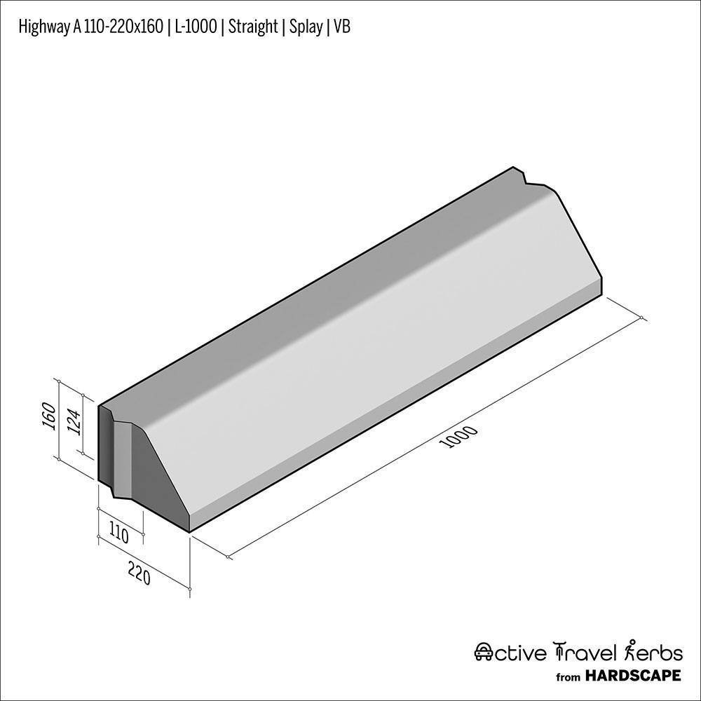 Active Travel Kerb - Highway A - 110-220 - Concrete Kerb