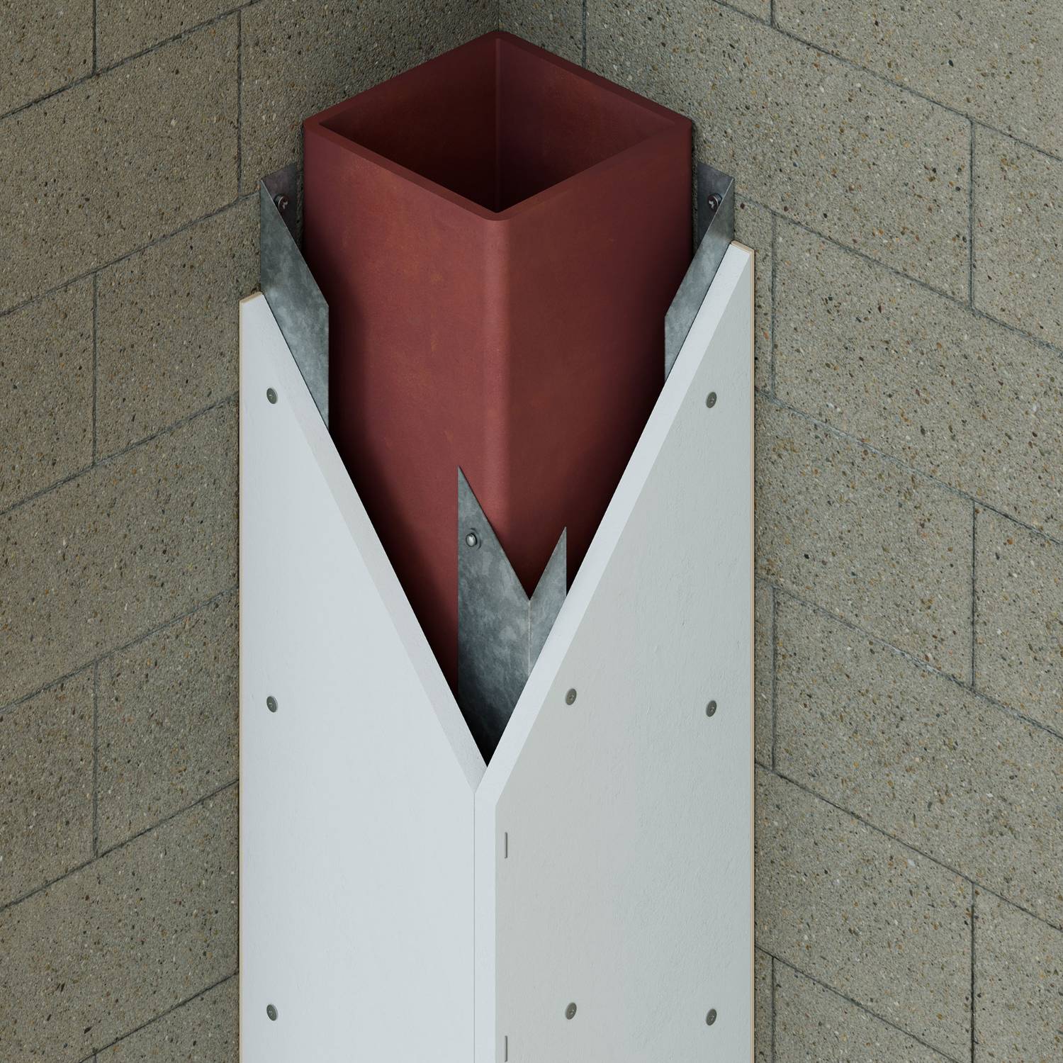 2 Sided Column Protection up to 600 mm x 600 mm. Board fix to Angle, Angle fix to wall - ST P250-044S