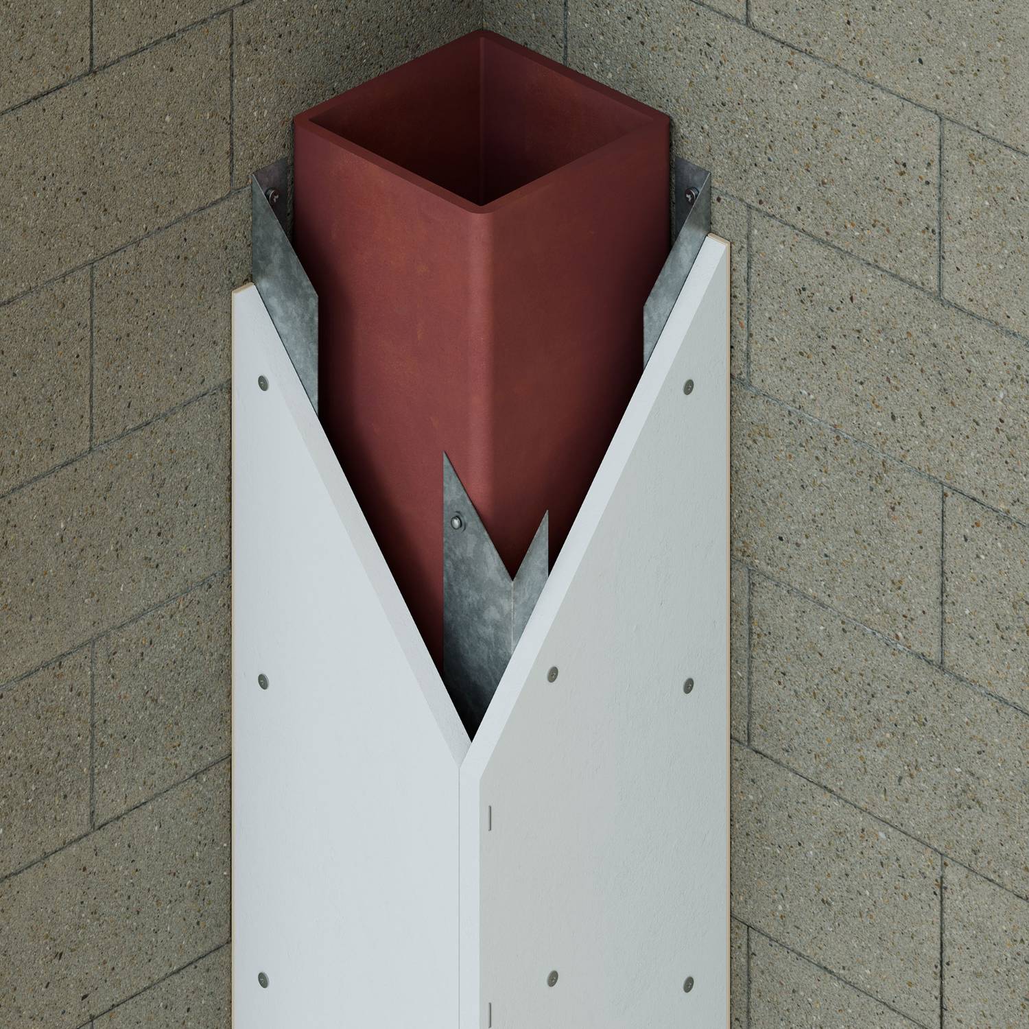 PROMATECT-250® - 2 Sided Column Protection up to 600 mm x 600 mm. Board fix to Angle, Angle fix to wall - ST P250-044S