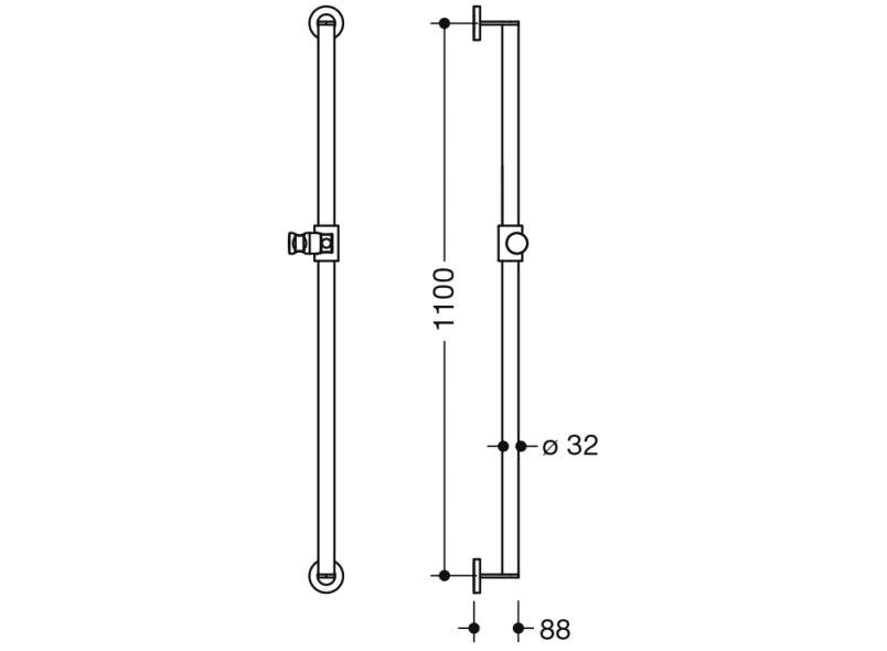DOC M SH Rail with Shower Head Holder 1100 mm Centres HEWI (UK) Ltd