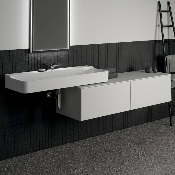 Conca 160 cm Wall Hung Washbasin Unit, No Cutout