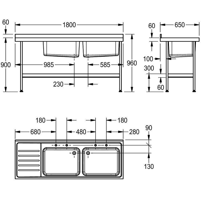 Catering Sink - Midi (Double Bowl)