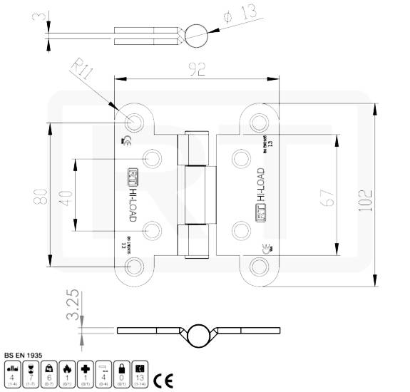 Hinge - 115.500.100.8008.RC.SSS.CE - Butterfly Hinge