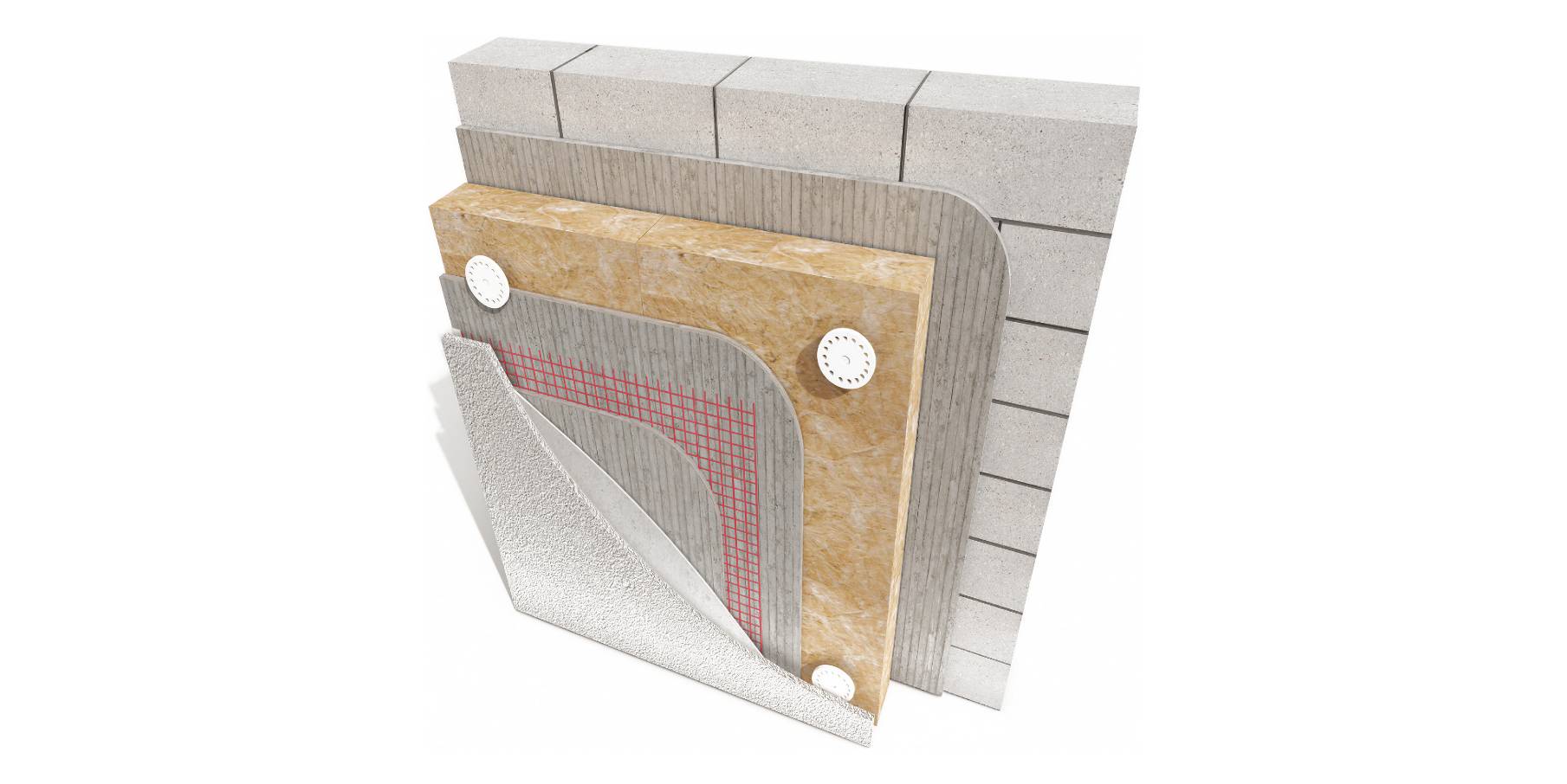 LicataTherm Masonry Mineral Wool Silicone Render External Wall Insulation System - One Coat Render on Thermalite Blocks