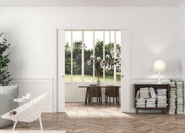 Sliding Pocket Door System with Glass Door Double