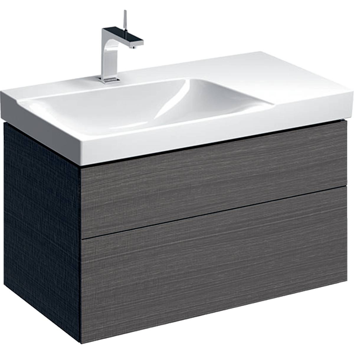 Xeno² cabinet for washbasin with shelf surface, with two drawers