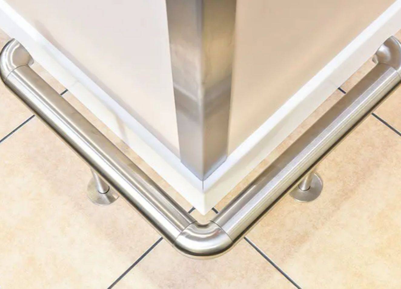 Footrails - Floor Mounted Stainless Steel - Lower Wall Protection