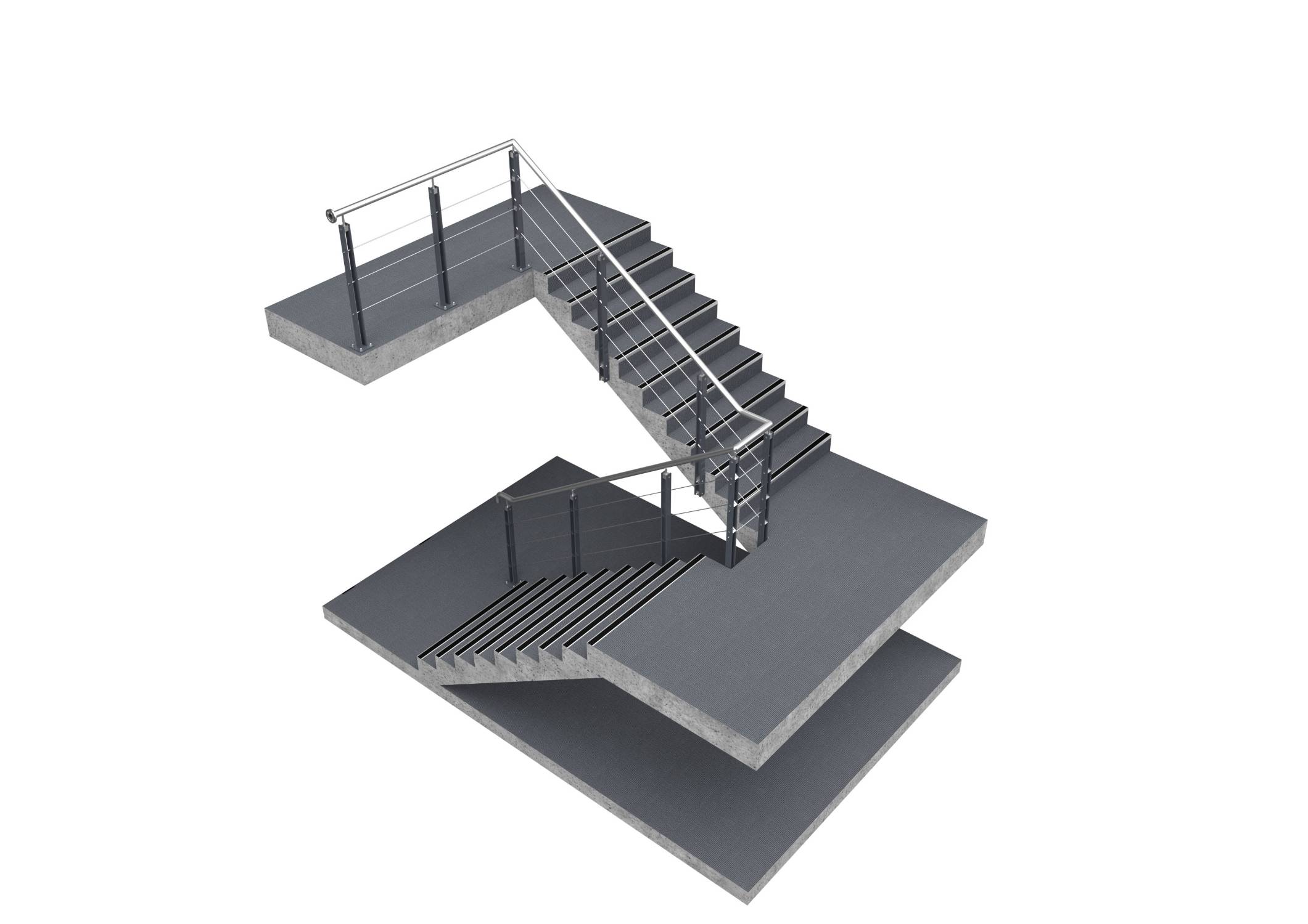 Balustrade System with Double Flat Post and Tension Wire Infill - Duo D440/D441