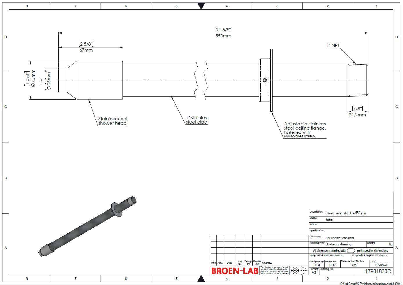 Safety Station Shower Head For Body Shower On The Cabinet