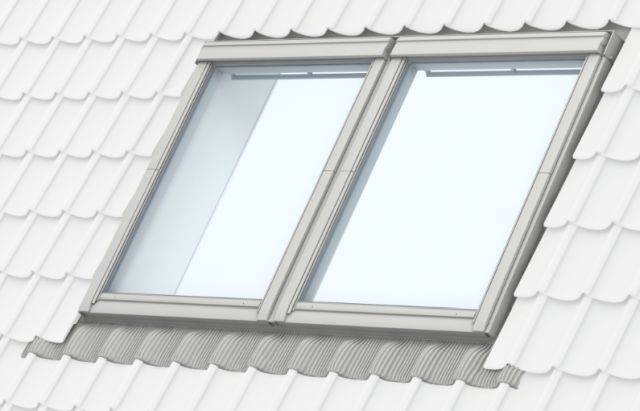 GPU Manually Operated, White Polyurethane, Top-Hung Roof Window, Twin Installation