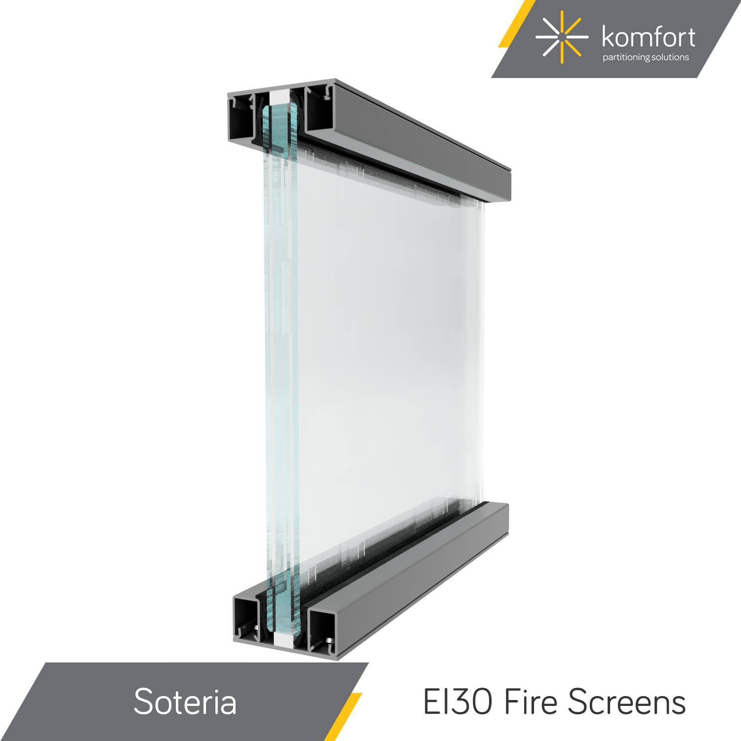 Komfort | Soteria | EI Fire Rated Slimline Frameless Partitioning Glazing and Doors - Glass Fire Screens 