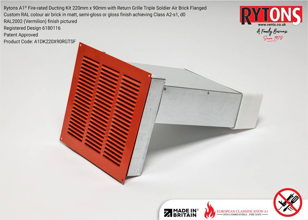 Rytons A1® Fire-rated Soldier Ducting Kit 220 x 90 mm with Triple Soldier Air Brick 