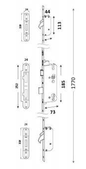 Winkhaus AV3 Automatic Multipoint Deadlock (HUKP-0403-01) - Hookbolt lock