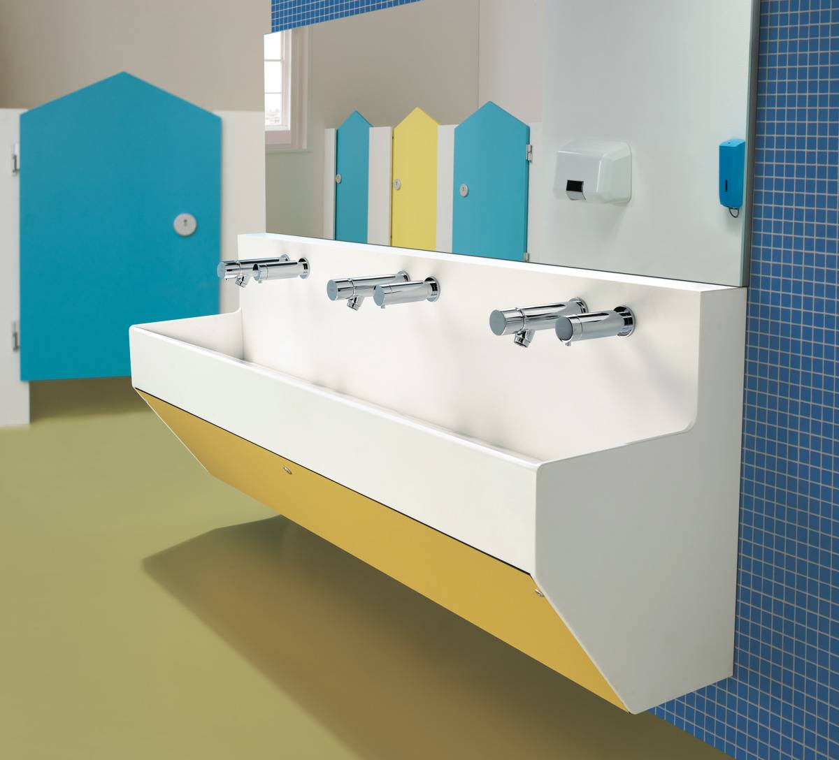 Contour 21 Splash 1500mm Wall Hung Wash Trough - Solid Surface Wash Trough