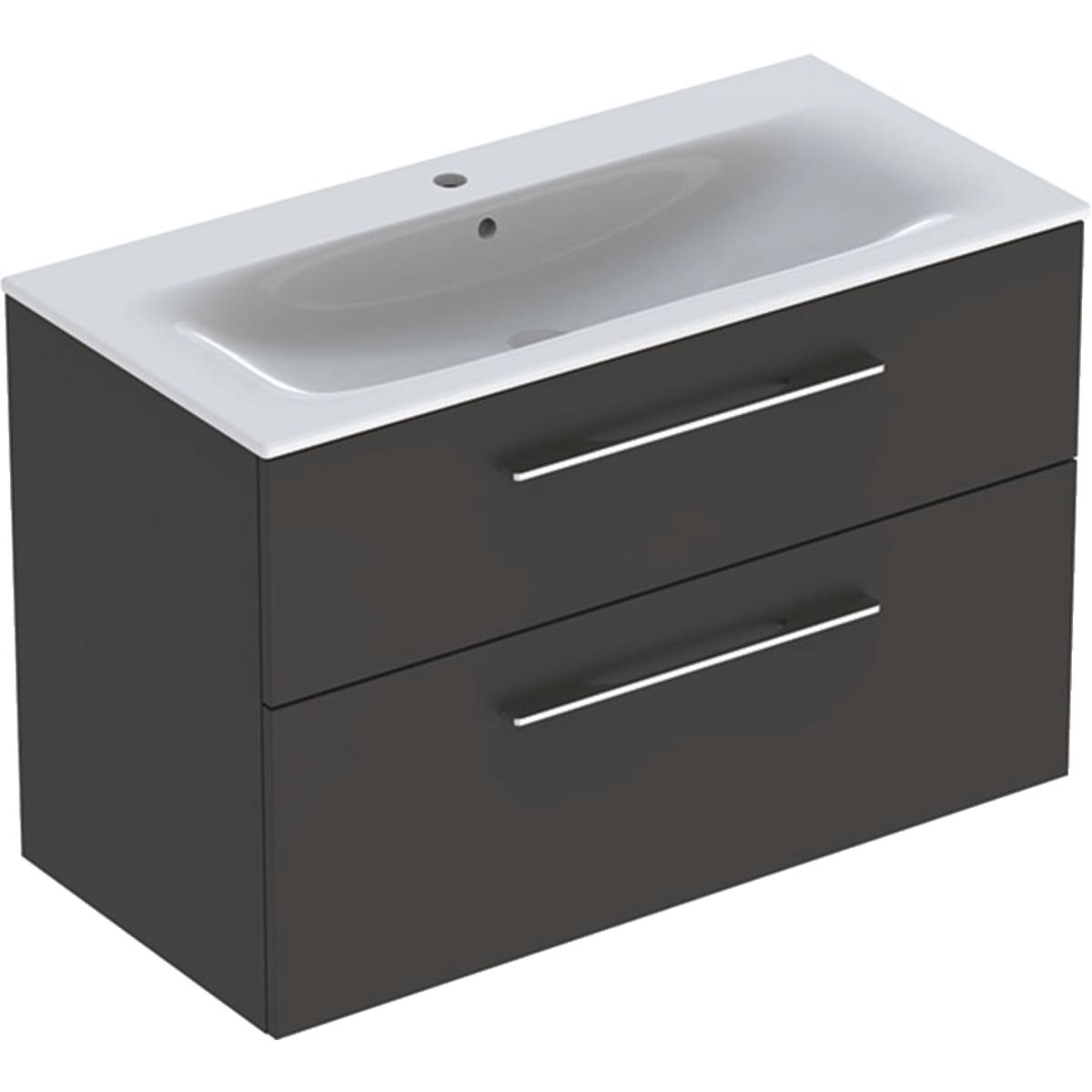 Selnova Square set of vanity basin, slim rim, with cabinet, two drawers