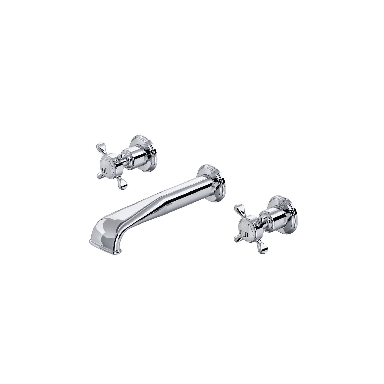 Traditional Three-Hole Wall-Mounted Basin Mixer With Lever Or Crosstap Handles - Basin Tap