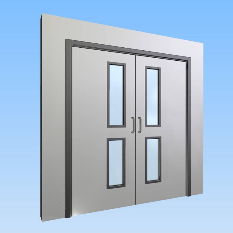 CS Acrovyn® Impact Resistant Doorset - Double with type VP4 Vision Panels