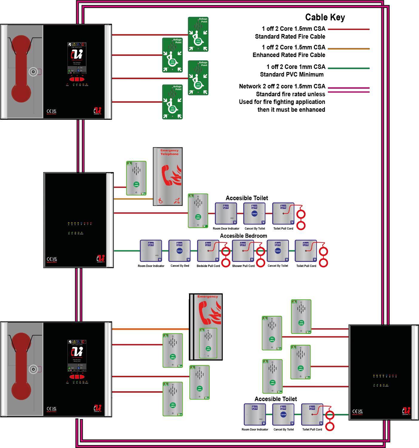 LexiComm EVCS -Network System Expander Panel - Emergency voice communication system