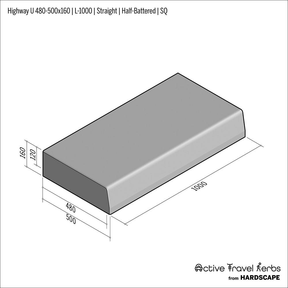 Active Travel Kerb - Highway U - 480-500 - Concrete Kerbs