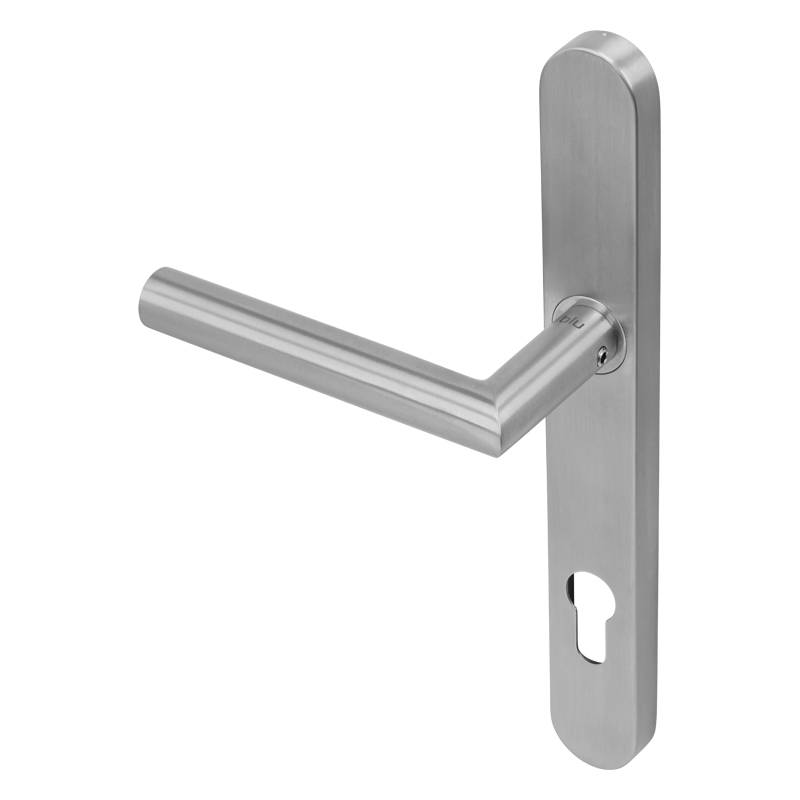  Mitre Lever Door Handle on Backplate - BLU™ KM078B | Coastal Group